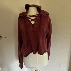 Anthropologie Lace-Up Hoodie